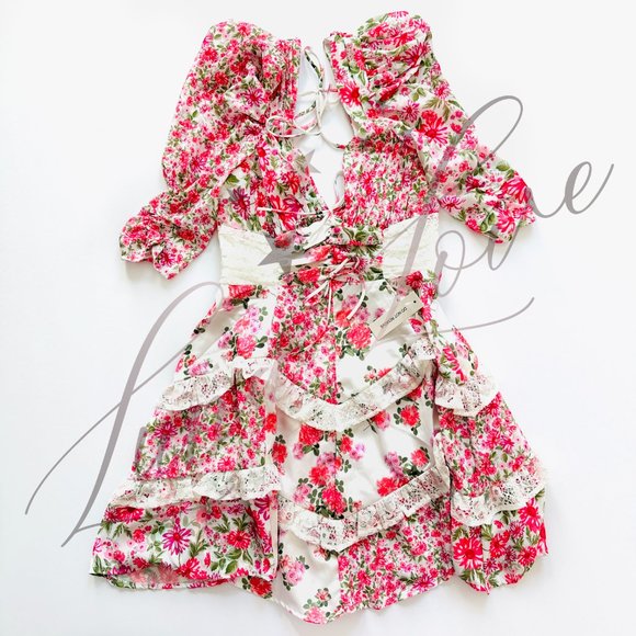 FOR LOVE & LEMONS Rosalyn Mini Dress in Pink (size XS) NWT - Picture 3 of 10